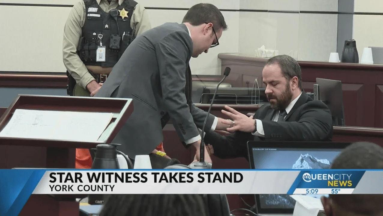 A star witness testifies in court, providing crucial evidence in a high-profile legal case
